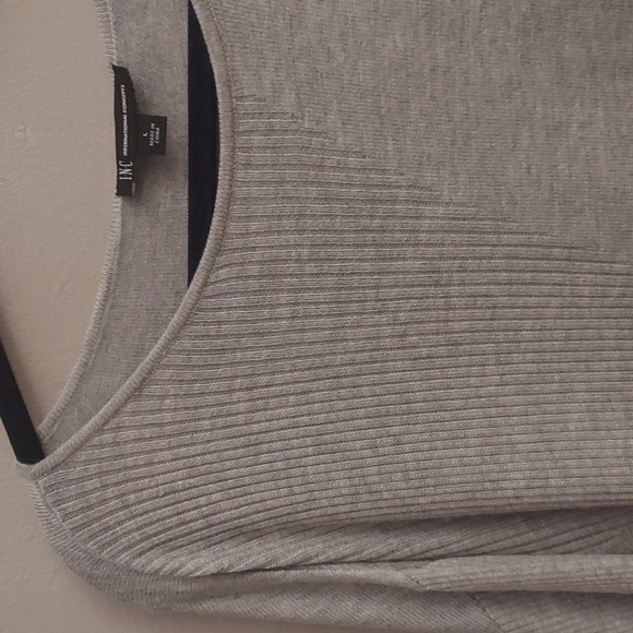 INC INTERNATIONAL CONCEPTS Light Grey Cashmere Blend Long Sleeve Tunic Sweater - Picture 4 of 11